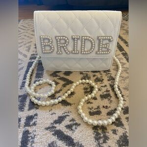 Elegant White Bride Bag with Pearl Accents